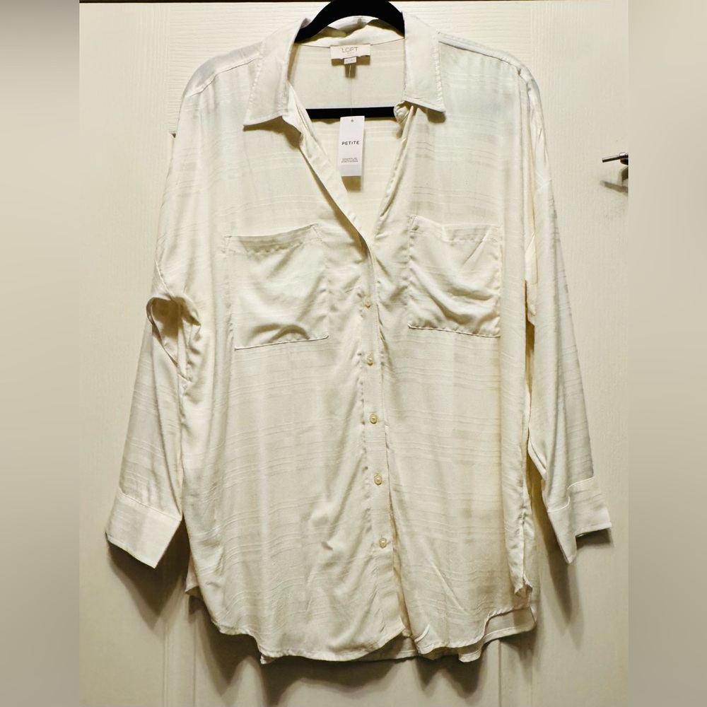 NWT ANN TAYLOR LOFT White Button-Up Shirt